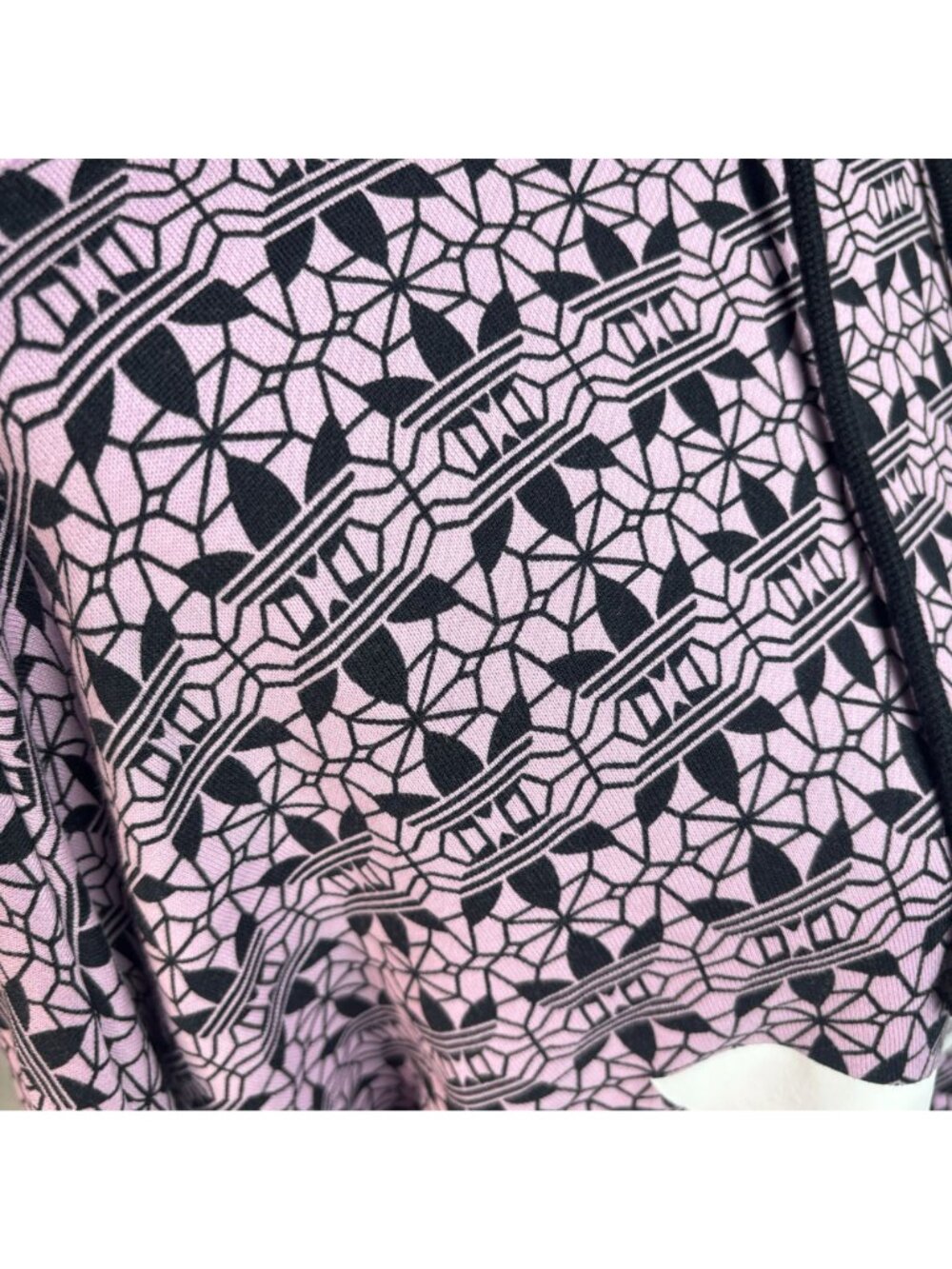 Adidas Purple Black Geometric Pattern Oversized Cropped Hoodie Pullover Small - Picture 9 of 14